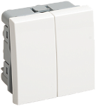 ВК4-22-00-П Выключатель проходной (переключатель) двухклавишный (на 2 модуля) ПРАЙМЕР белый IEK