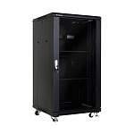 Шкаф стандартный сетевой 19" 22U 600*600*1166, цвет черный, дверь стекло  купить в Алматы